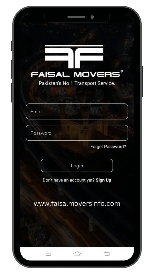 step 2 - login to your account - faisal movers app