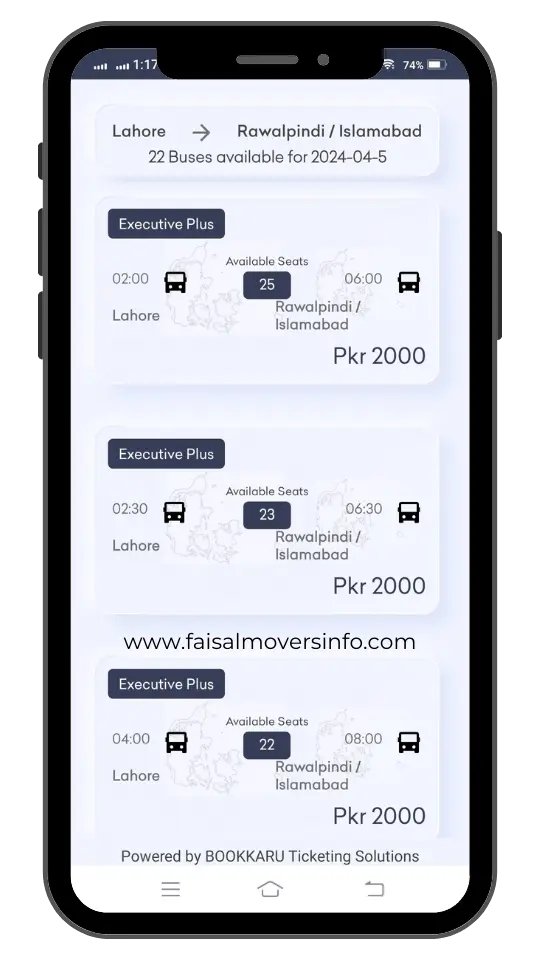 step 5 - choose your bus service - faisal movers app