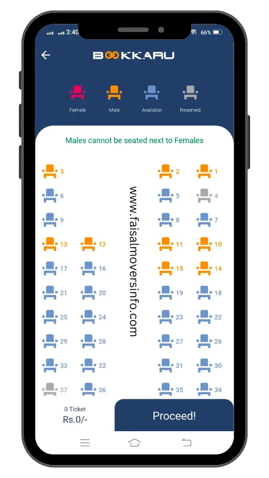 step 6 - select your seat - book karu seat booking