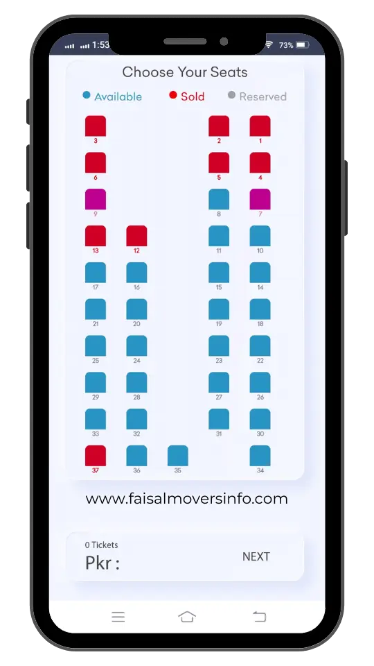 step 6 - select your seat - faisal movers app