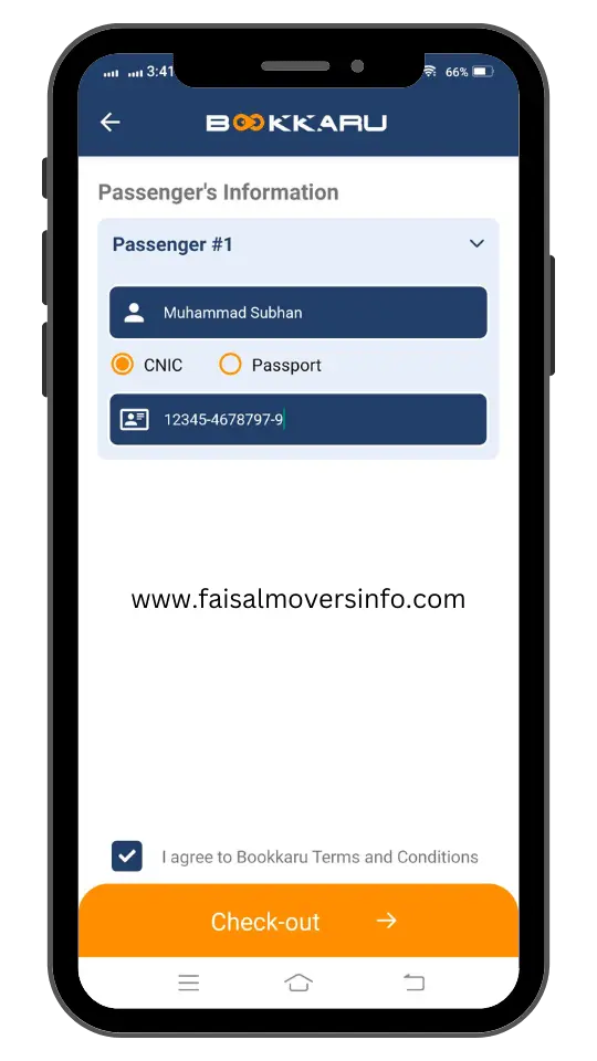 step 8 - enter passenger details - book karo mobile booking